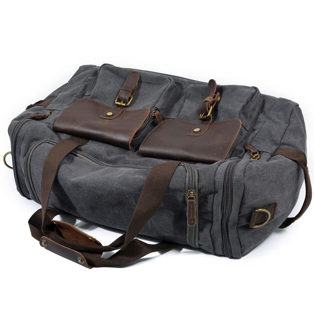 Waxed Canvas & Genuine Leather Duffle Bag – Men's Weekender Travel Bag