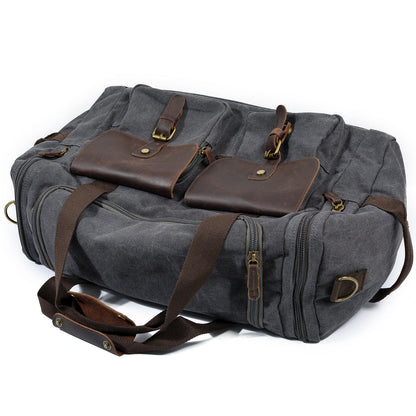 Waxed Canvas & Genuine Leather Duffle Bag – Men's Weekender Travel Bag