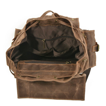 Waxed Canvas & Genuine Leather Rucksack – Large 20L Backpack | Brian