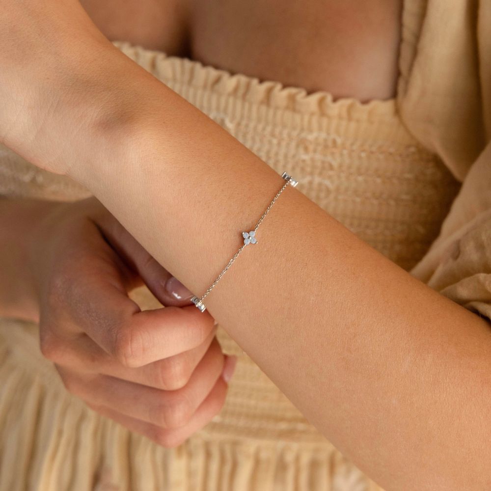 Noa Clover Bracelet – 925 Sterling Silver Opalite Lucky Clover Bracelet