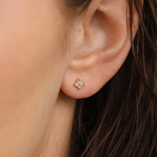 Noa Stud Earrings – 925 Sterling Silver Opalite Crystal Studs