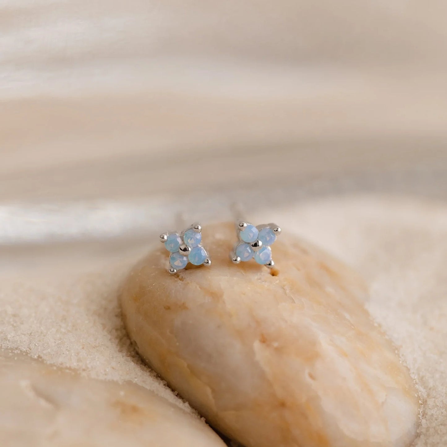 Noa Stud Earrings – 925 Sterling Silver Opalite Crystal Studs