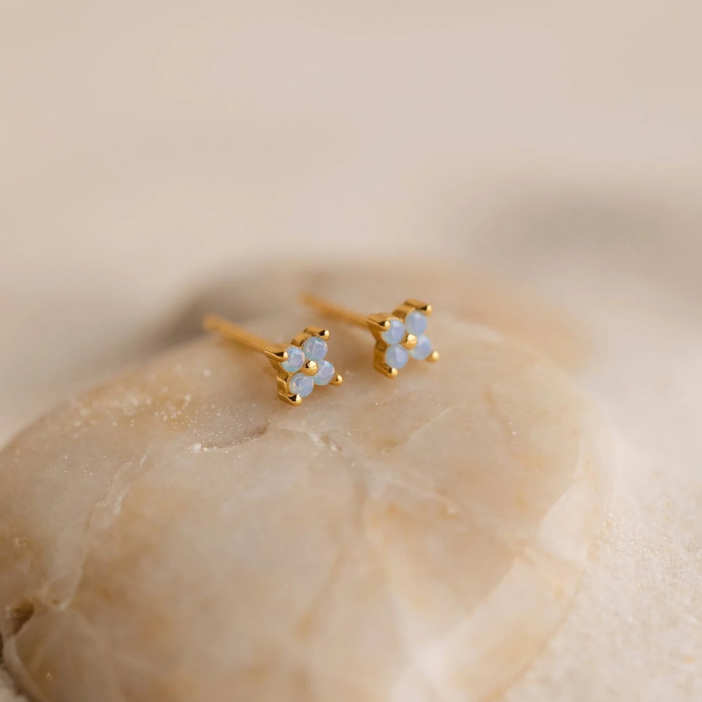Noa Stud Earrings – 925 Sterling Silver Opalite Crystal Studs