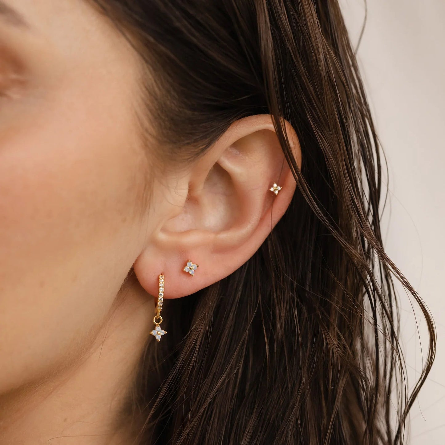Noa Stud Earrings – 925 Sterling Silver Opalite Crystal Studs