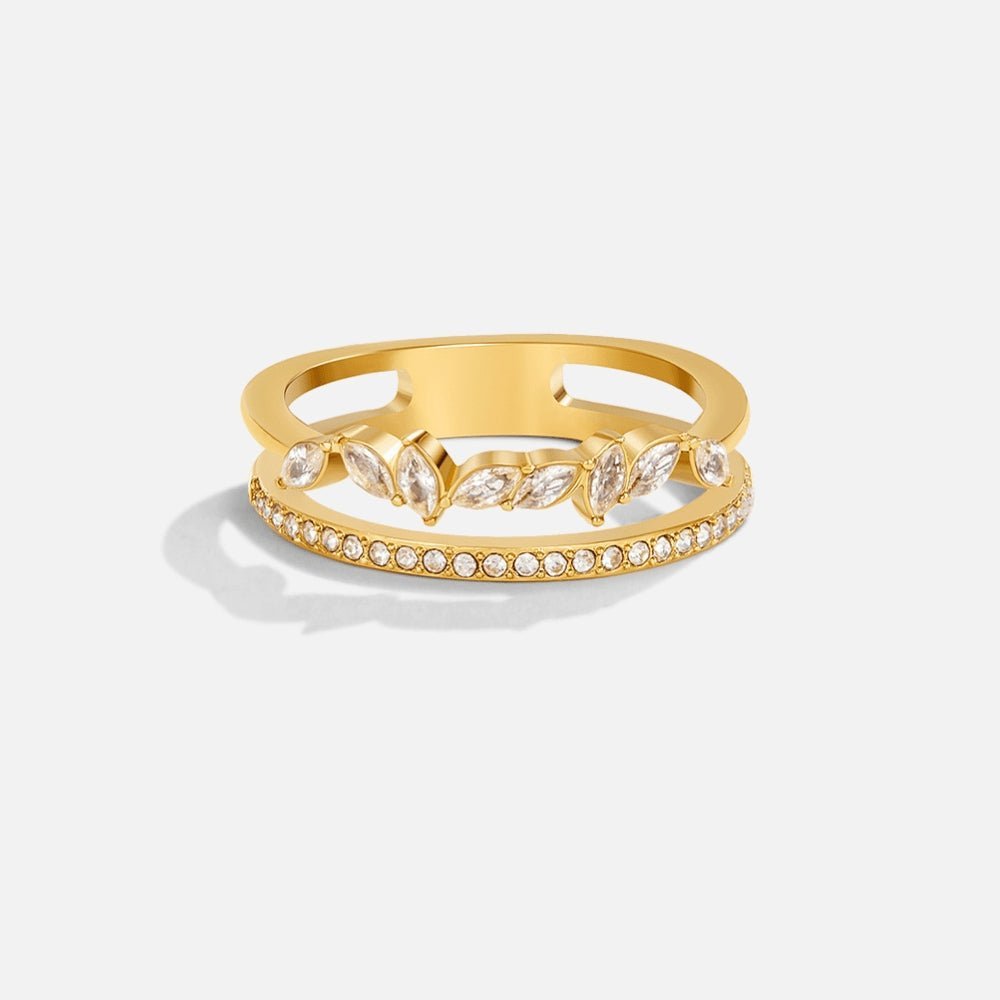 Noelle Crystal Ring – 18K Gold Clear Crystal Band Ring