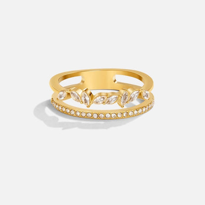 Noelle Crystal Ring – 18K Gold Clear Crystal Band Ring