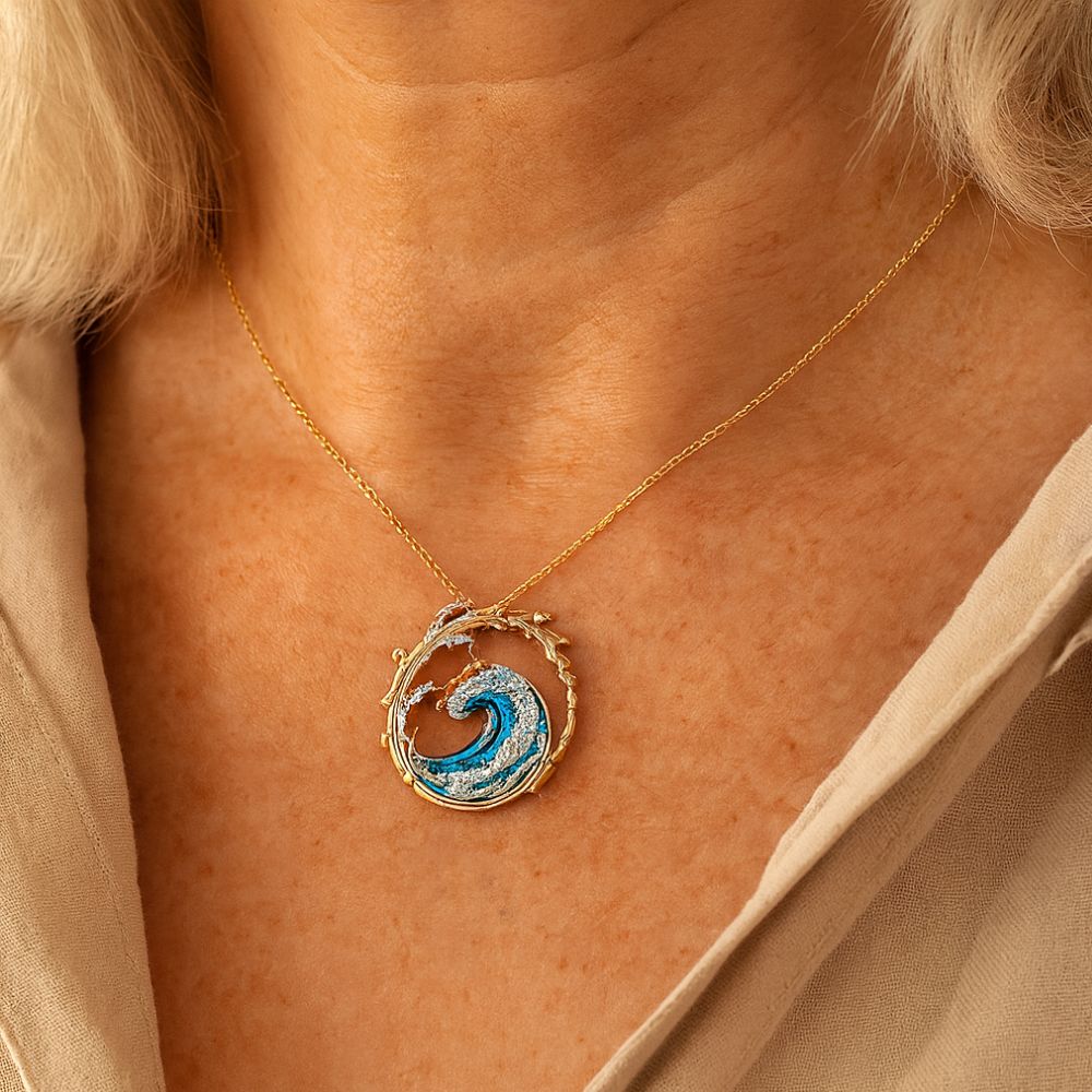 Ocean's Oath Necklace – Wave Pendant in Gold or Silver