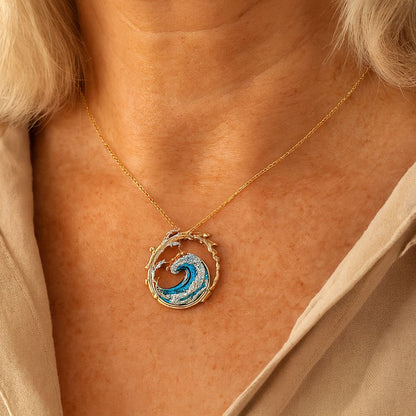 Ocean's Oath Necklace – Wave Pendant in Gold or Silver