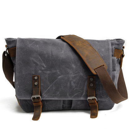 Waxed Canvas & Genuine Leather Messenger Bag – Men's Crossbody Shoulder Bag | Joshua