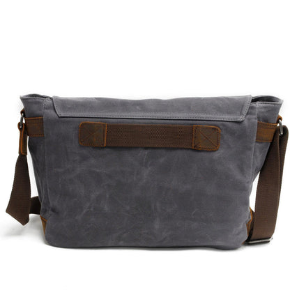 Waxed Canvas & Genuine Leather Messenger Bag – Men's Crossbody Shoulder Bag | Joshua