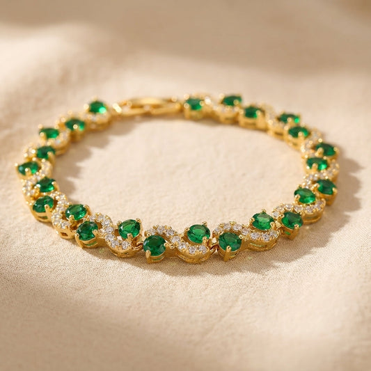 Fiora Emerald Bracelet – Green Stone Statement Piece