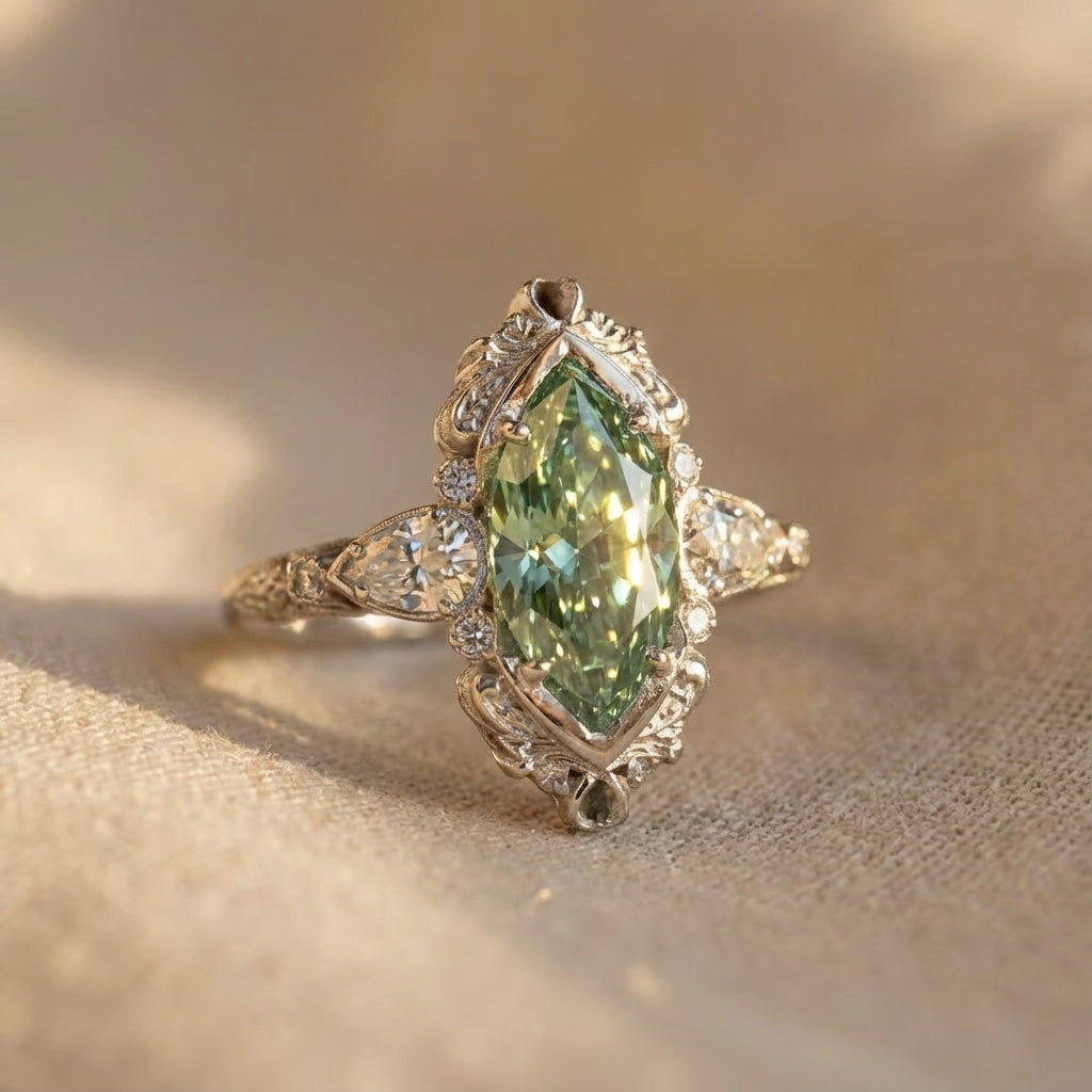 Noble Bloom Ring – Floral Statement Band, Sizes 5 to 11