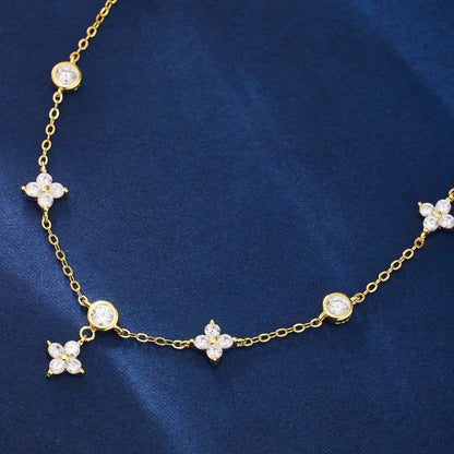Ophelia sparkling clover anklet – sterling silver ankle bracelet