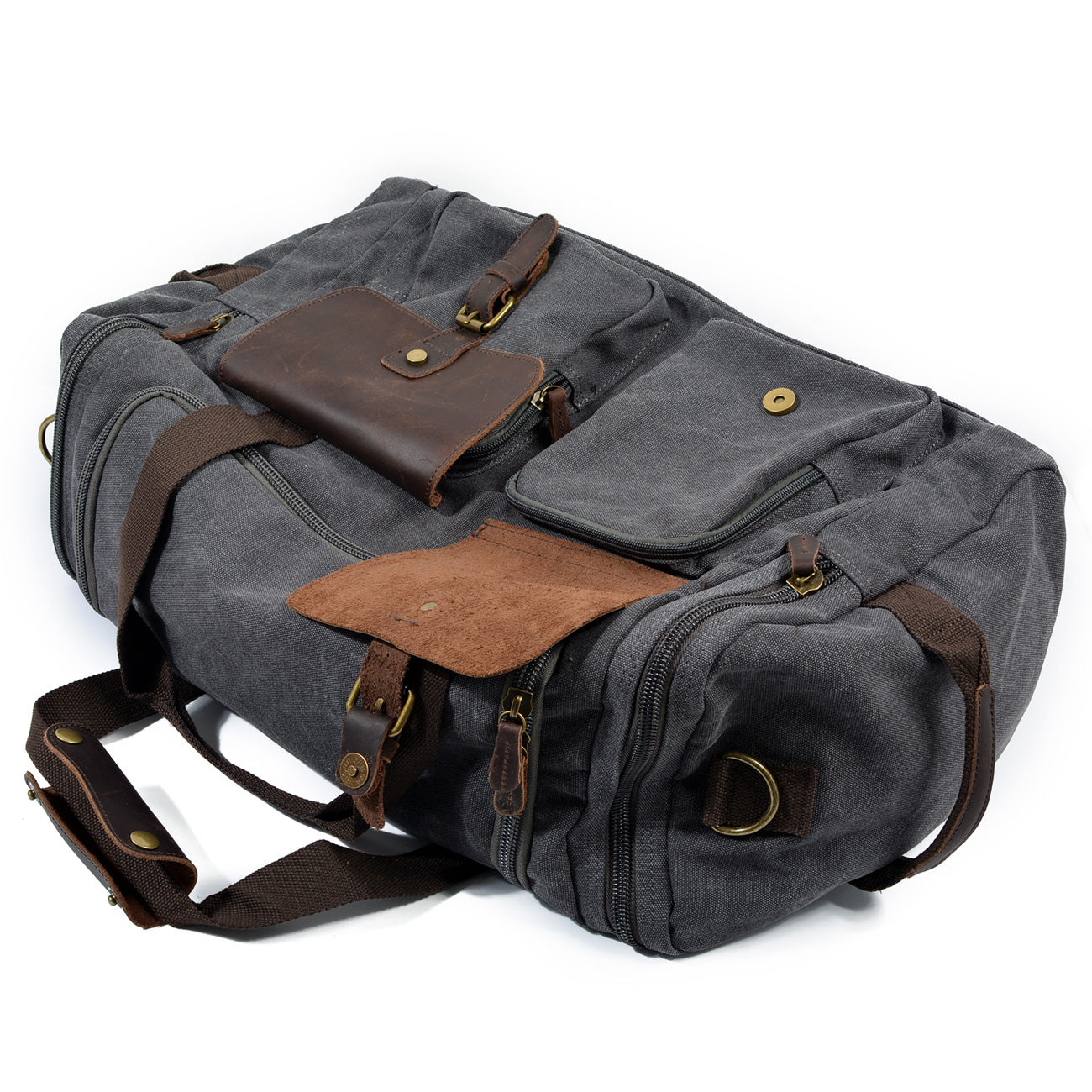 Waxed Canvas & Genuine Leather Duffle Bag – Men's Weekender Travel Bag