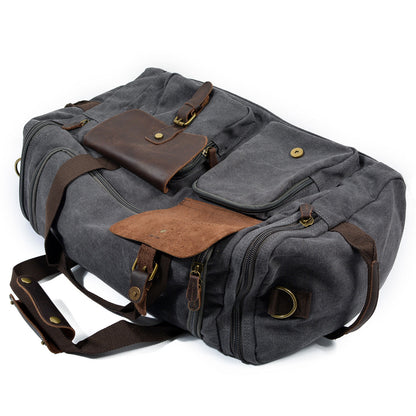 Waxed Canvas & Genuine Leather Duffle Bag – Men's Weekender Travel Bag