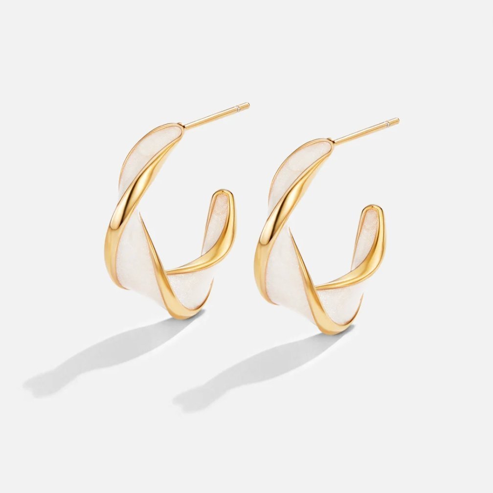 Pearl Twist Hoops – 25mm 18K Gold Statement Pearl Hoop Earrings