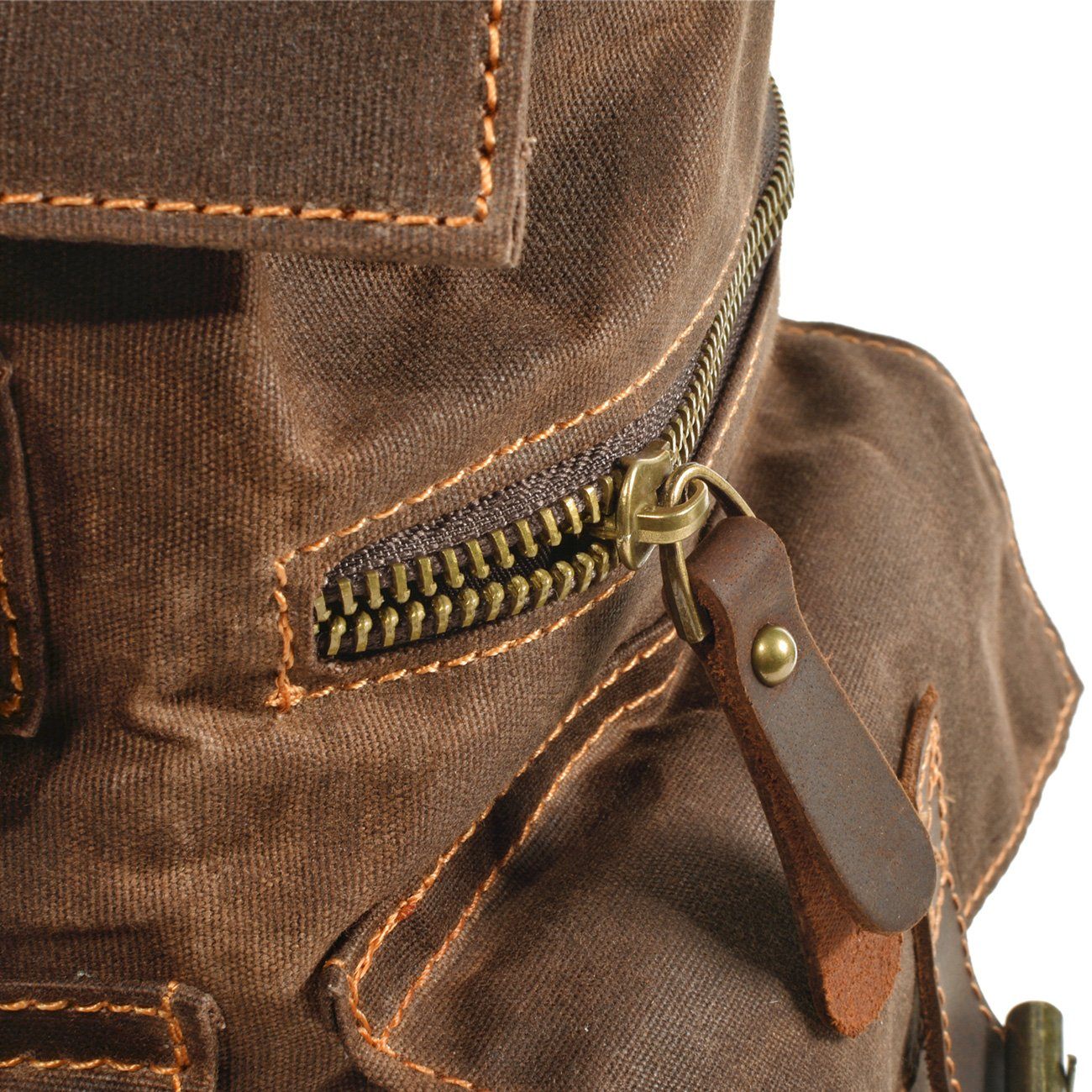 Waxed Canvas & Genuine Leather Rucksack – Large 20L Backpack