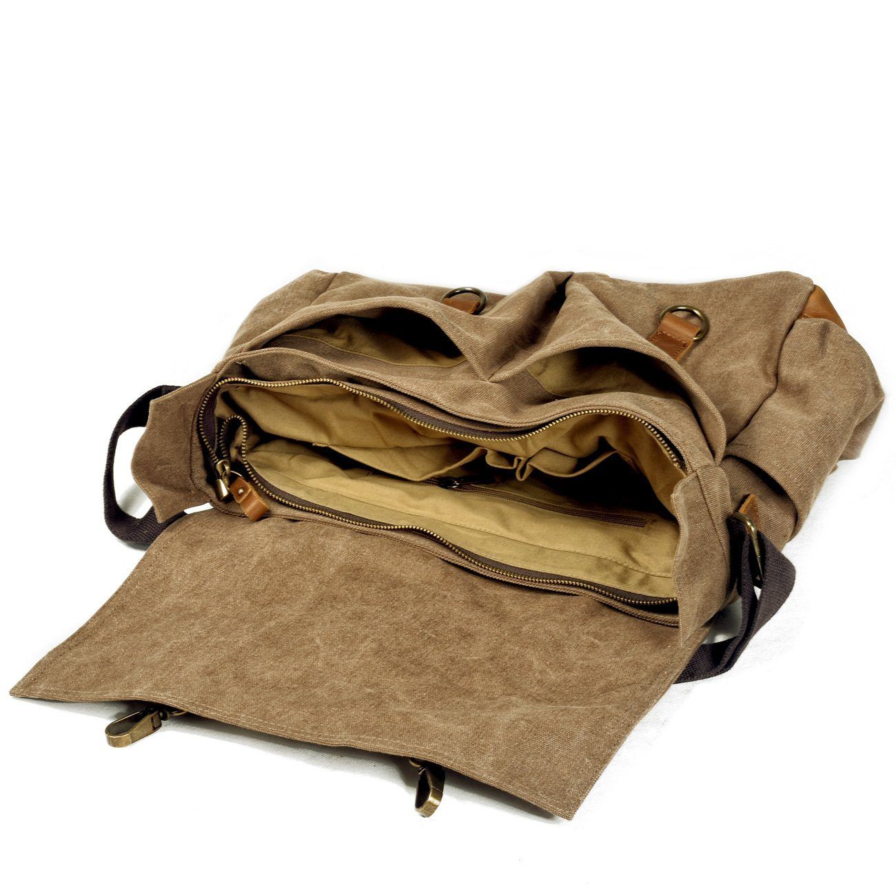 Waxed Canvas & Genuine Leather Messenger Bag – Men's Vintage Shoulder Bag | Scott