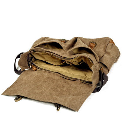 Waxed Canvas & Genuine Leather Messenger Bag – Men's Vintage Shoulder Bag | Scott