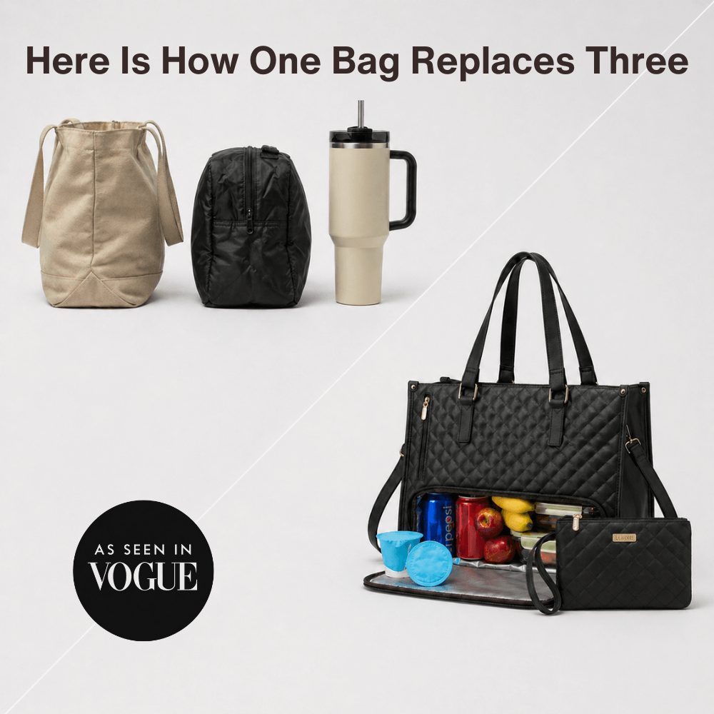 REPLACE - one bag replaces three, with As Seen In Vogue badge