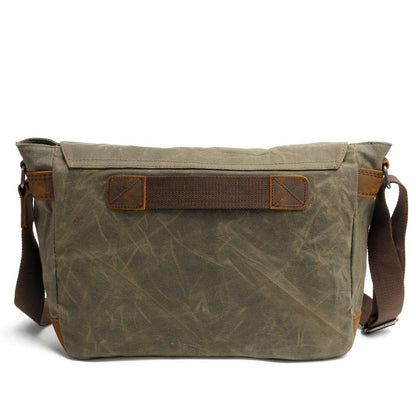 Waxed Canvas & Genuine Leather Messenger Bag – Men's Crossbody Shoulder Bag | Joshua