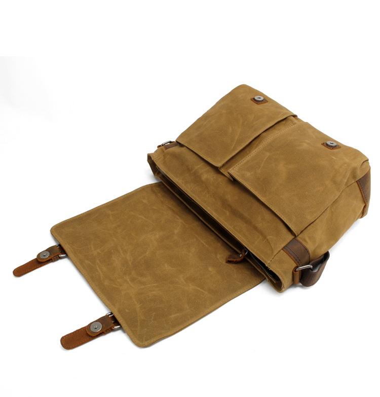 Waxed Canvas & Genuine Leather Messenger Bag – Men's Crossbody Shoulder Bag | Joshua
