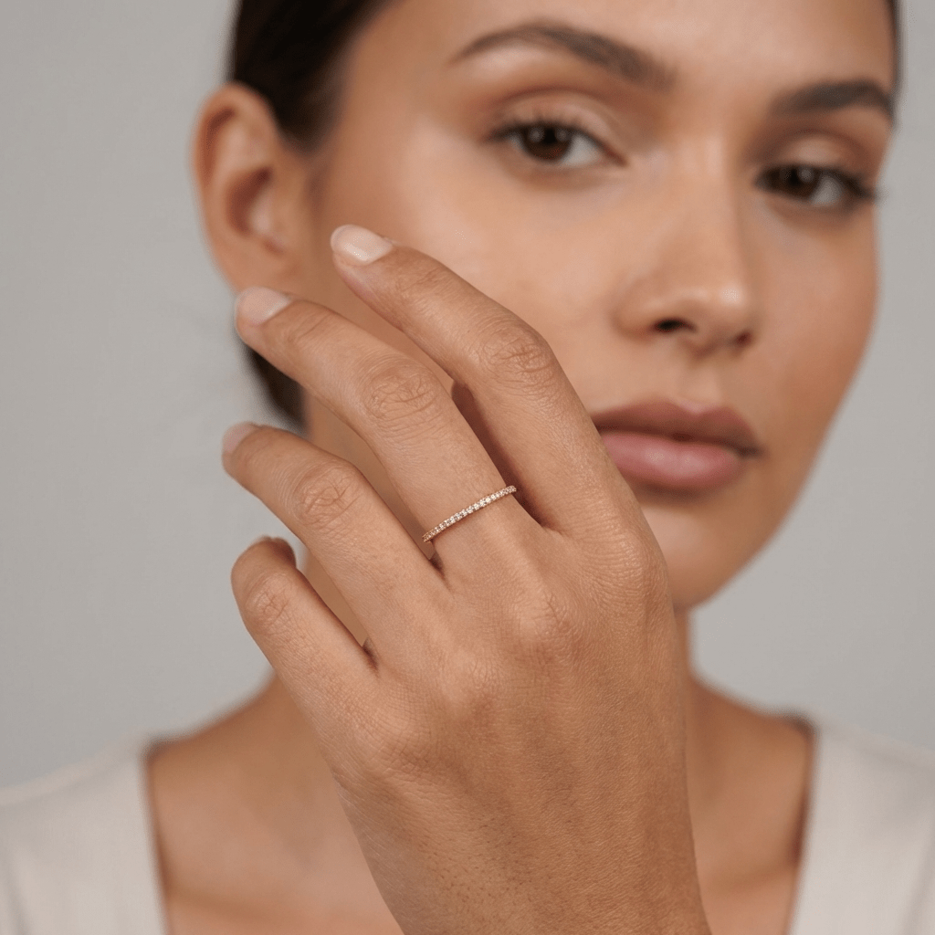 Rhea Crystal Ring – 18K Gold Delicate Crystal Ring