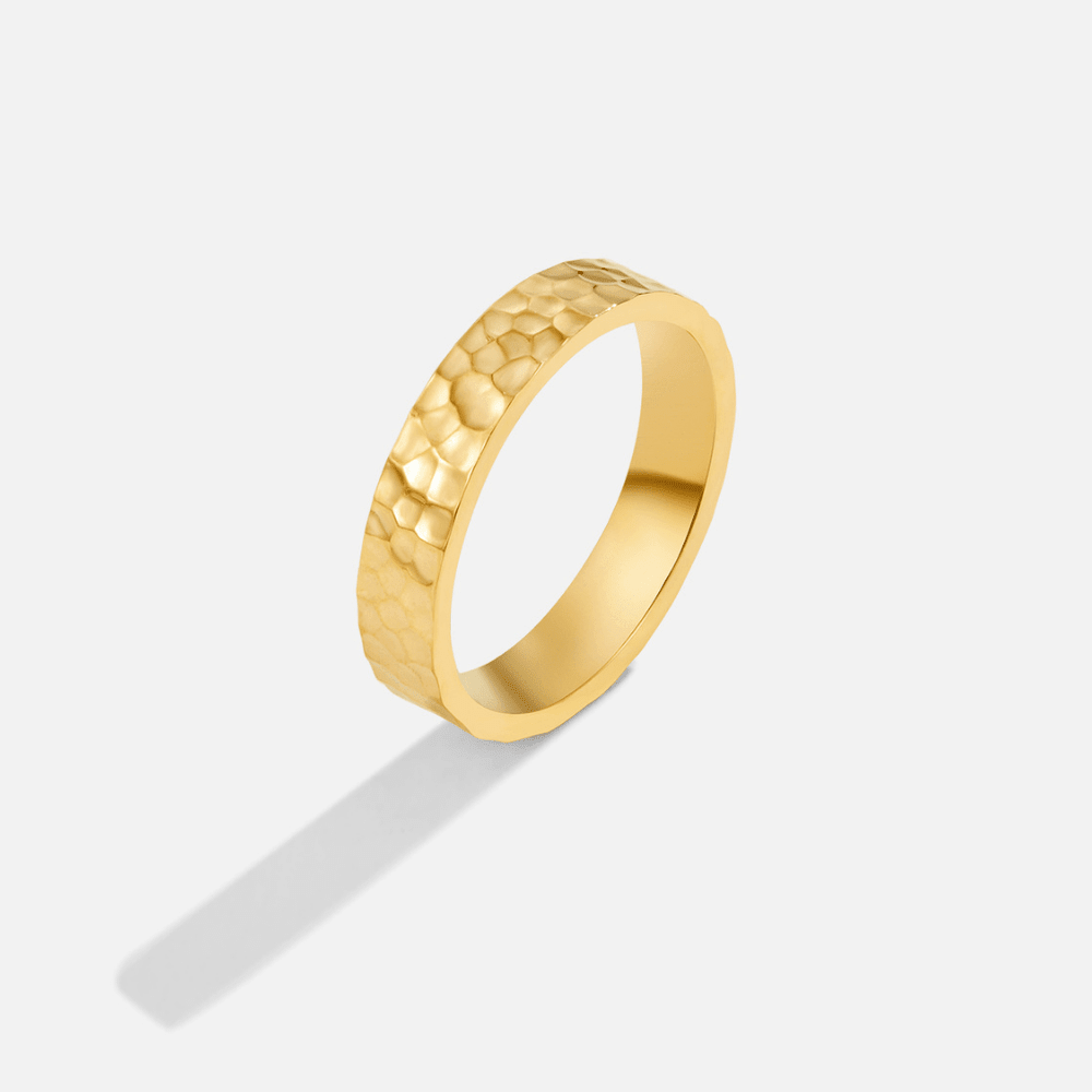 Rhea Hammered Ring – 18K Gold Textured Artisanal Band Ring