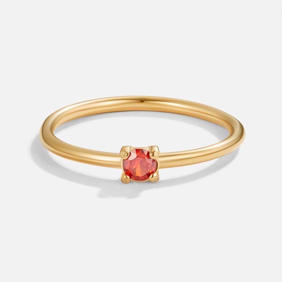 Ruby Birthstone Ring – 18K Gold Red Crystal July Birthstone Ring