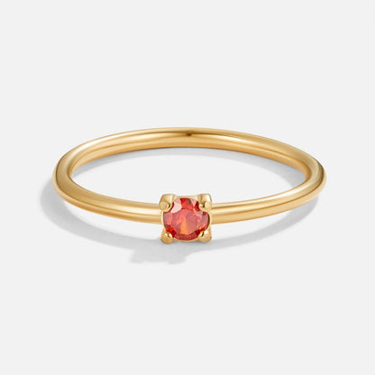 Ruby Birthstone Ring – 18K Gold Red Crystal July Birthstone Ring