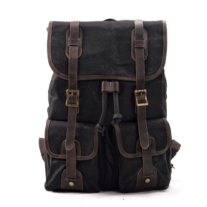 Waxed Canvas & Genuine Leather Travel Backpack – Vintage Rucksack