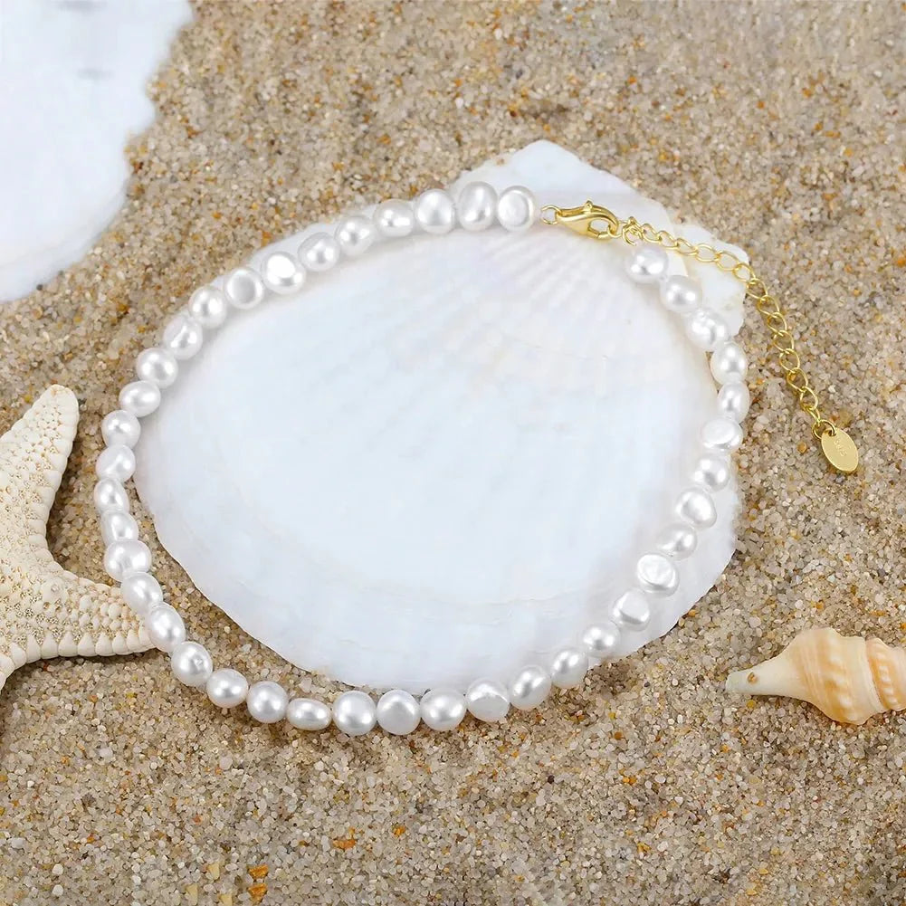 Serena natural pearl anklet – sterling silver ankle bracelet