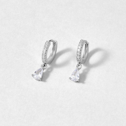 Silver Crystal Hoops – Platinum Plated White Crystal Hoop Earrings