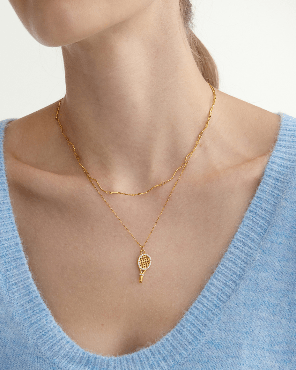 Slim Wave Link Necklace – 18K Gold Waterproof Minimalist Chain
