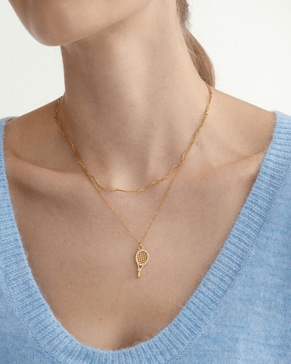 Slim Wave Link Necklace – 18K Gold Waterproof Minimalist Chain