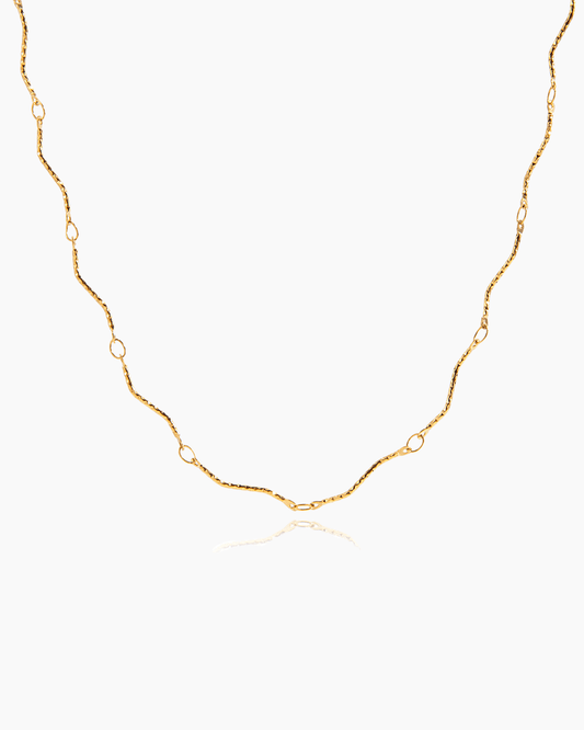 Slim Wave Link Necklace – 18K Gold Waterproof Minimalist Chain