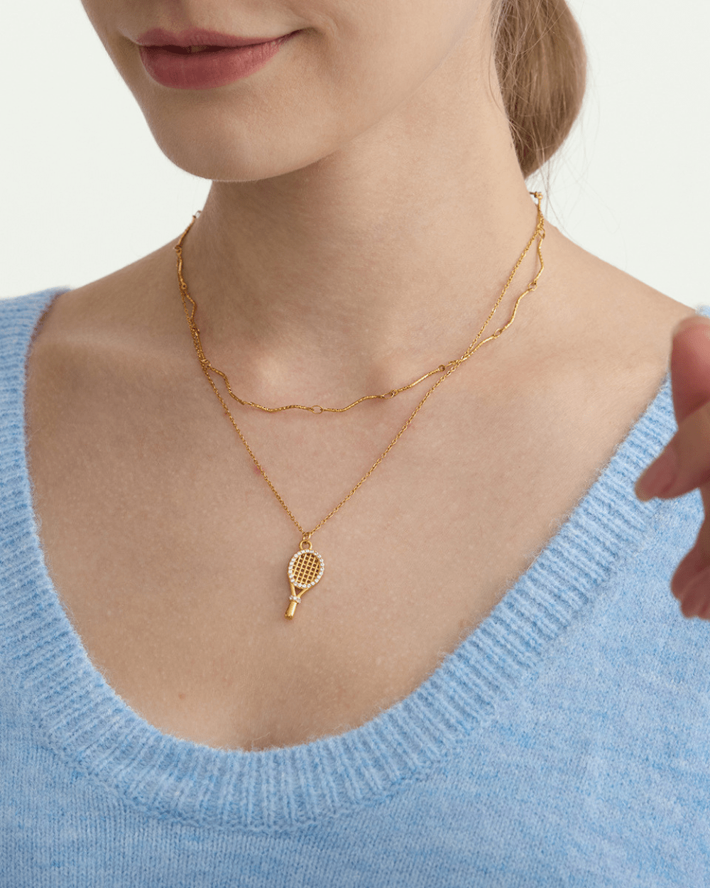 Slim Wave Link Necklace – 18K Gold Waterproof Minimalist Chain