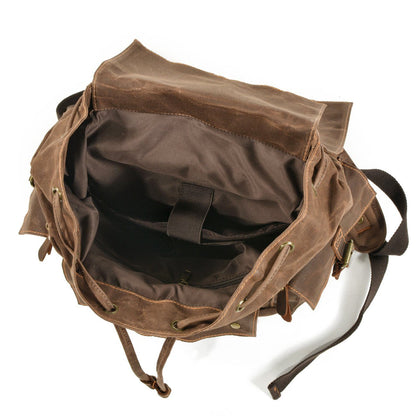Waxed Canvas & Genuine Leather Rucksack – Large 20L Backpack | Brian