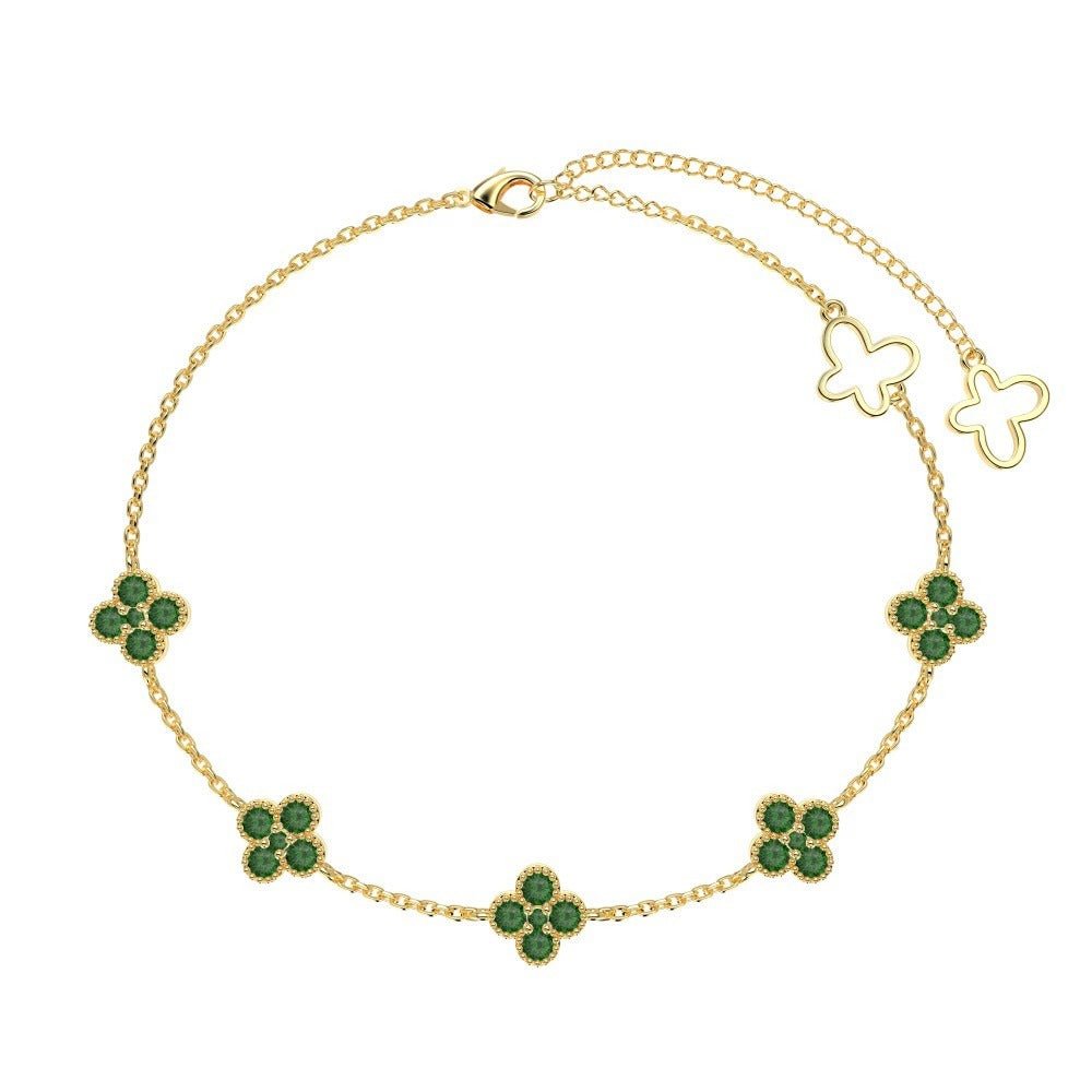Sophie Lucky Charm Bracelet – 925 Sterling Silver Clover Charm Bracelet