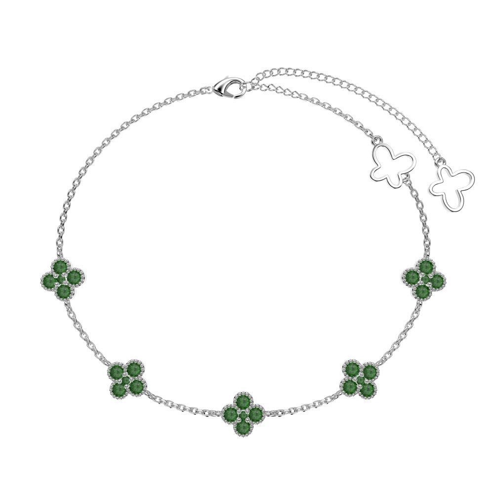 Sophie Lucky Charm Bracelet – 925 Sterling Silver Clover Charm Bracelet