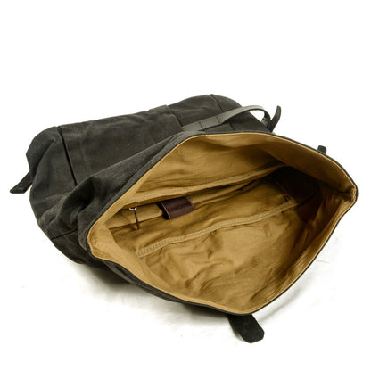 Anti-Theft Waxed Canvas & Genuine Leather Backpack – 20L Roll-Top Rucksack | Peter