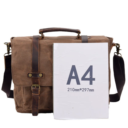 Waxed Canvas & Genuine Leather Messenger Bag – Men's Everyday Shoulder Bag | Ryan