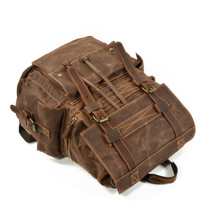 Waxed Canvas & Genuine Leather Rucksack – Large 20L Backpack | Brian