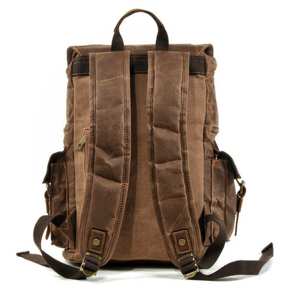 Waxed Canvas & Genuine Leather Rucksack – Large 20L Backpack | Brian