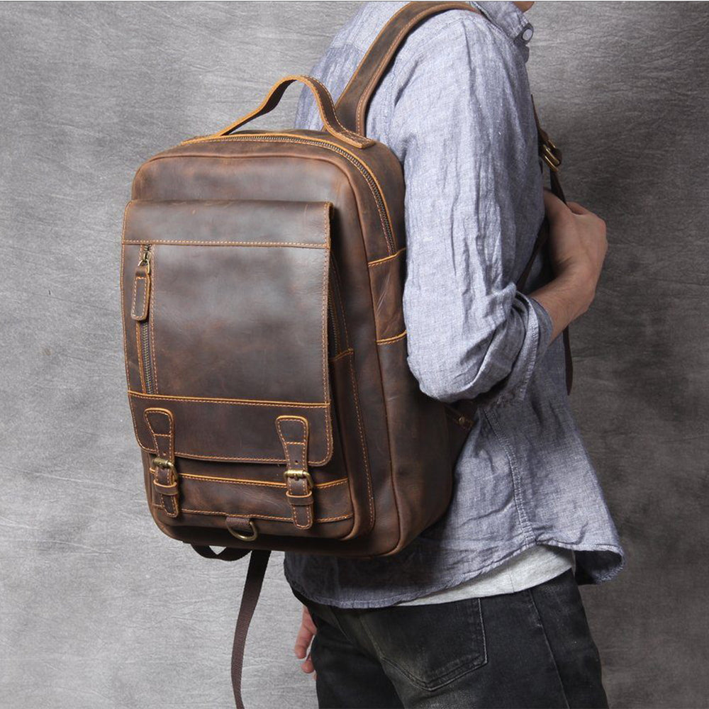 Genuine Leather Backpack – Premium Tan Vintage Rucksack | Jason