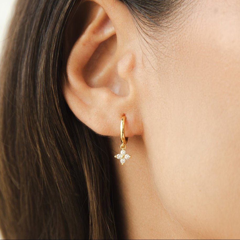 Tessa Clover Earrings – 925 Sterling Silver Crystal Clover Earrings
