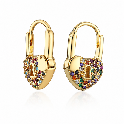 Heartlock Mini Hoops – Cubic Zirconia Huggie Earrings