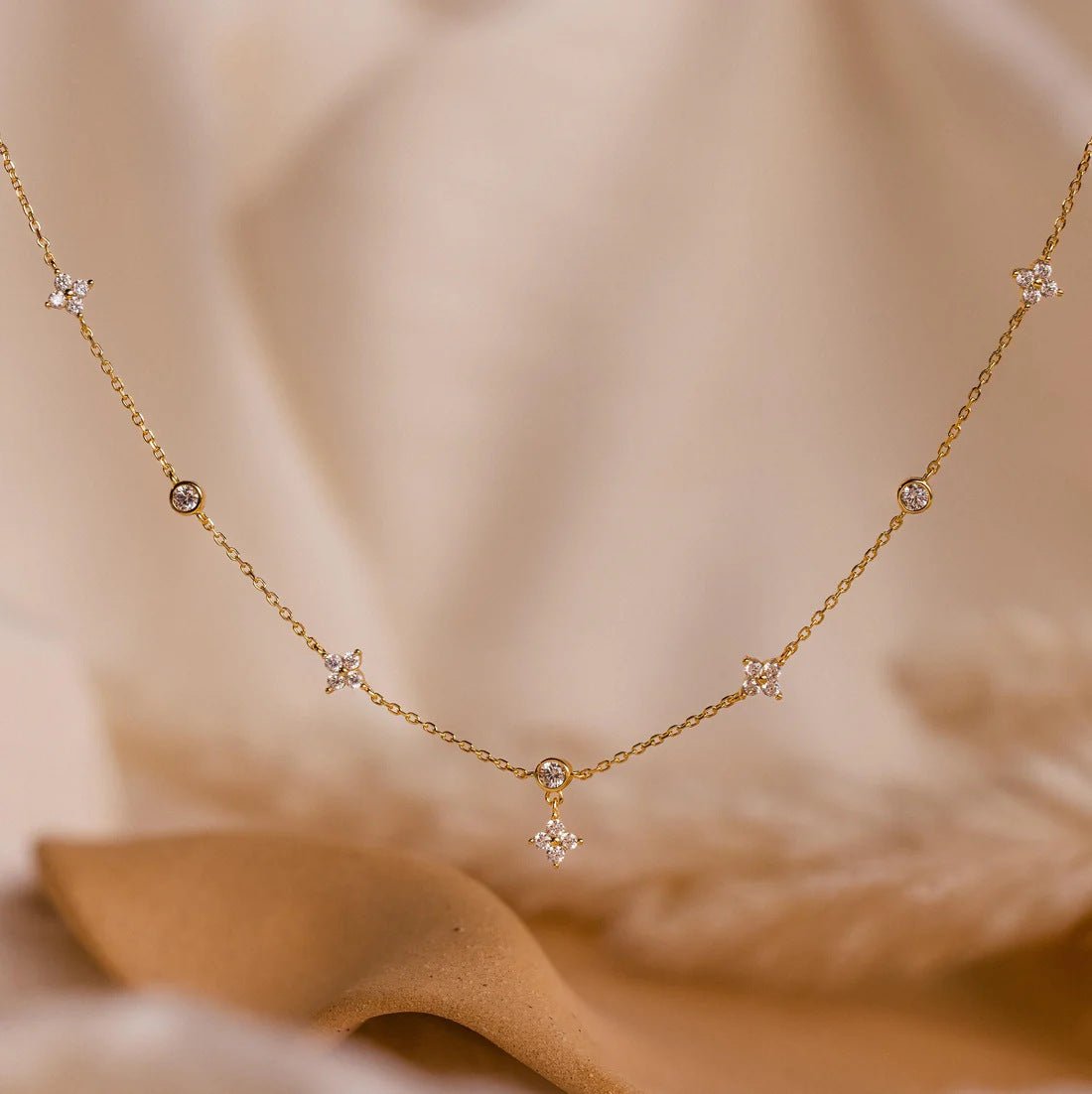 Vera Dainty Necklace – 925 Sterling Silver Delicate Crystal Necklace
