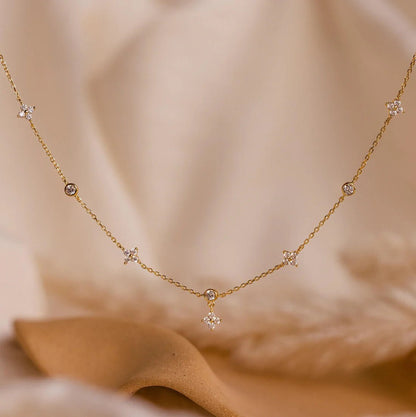 Vera Dainty Necklace – 925 Sterling Silver Delicate Crystal Necklace