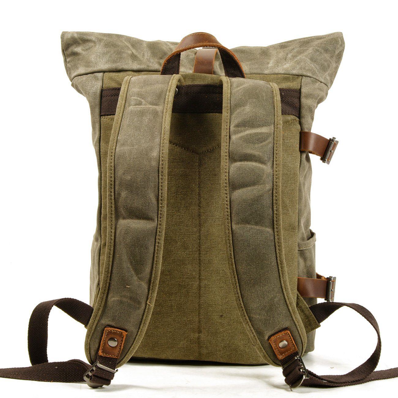 Anti-Theft Waxed Canvas & Genuine Leather Backpack – 20L Roll-Top Rucksack | Peter